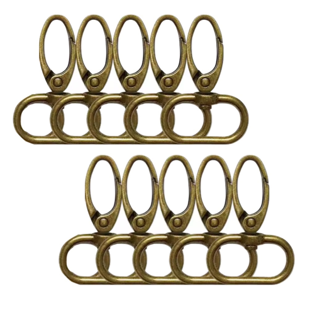 Leather Craft DIY Bronze Lobster Clasp Claw Swivel Snap Hooks 10pc - 4.8cm