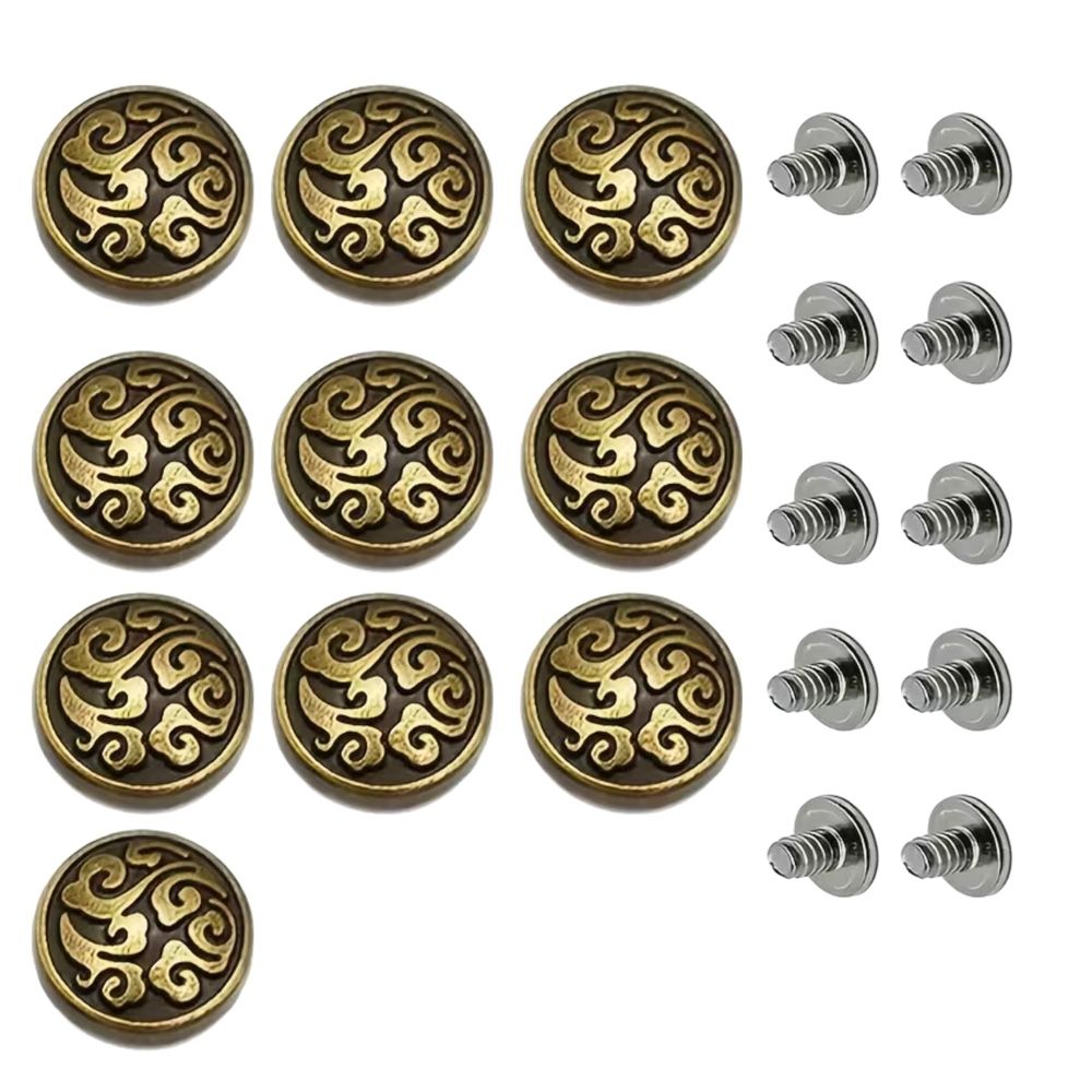 Craft Round Bronze Decorating Rivet Buckles With Screws Set of 10 - 1.5cm