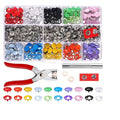 Craft Snap Fasteners Kit Metal Press Studs Prong Ring Buttons 200 Sets