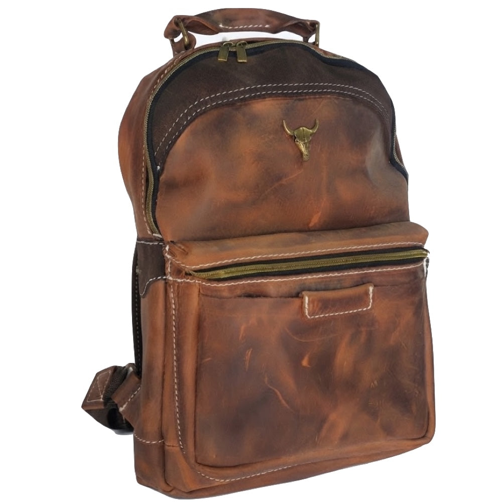 Handmade Genuine Leather Backpack Brown 40cm - Proudly South African