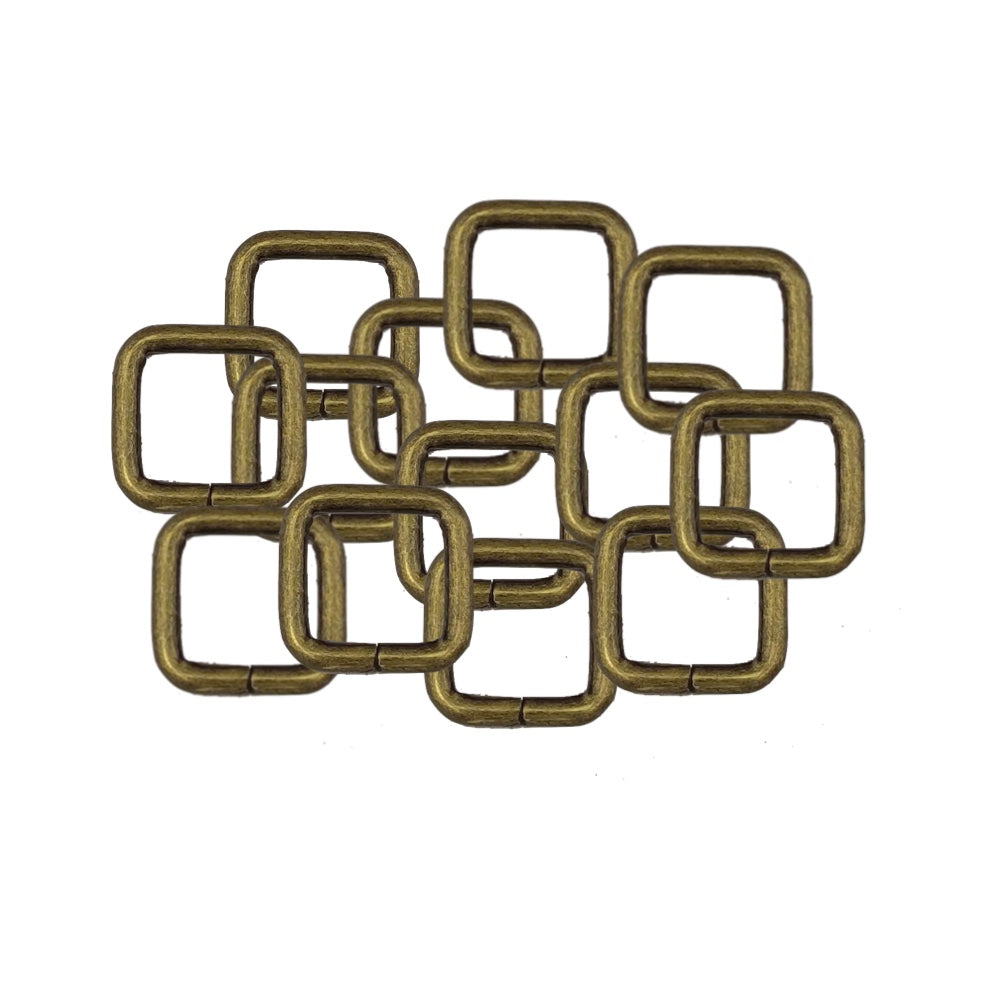 Leather Craft Bronze Metal Buckle Rings For DIY Projects 10pc - 38mm - Square