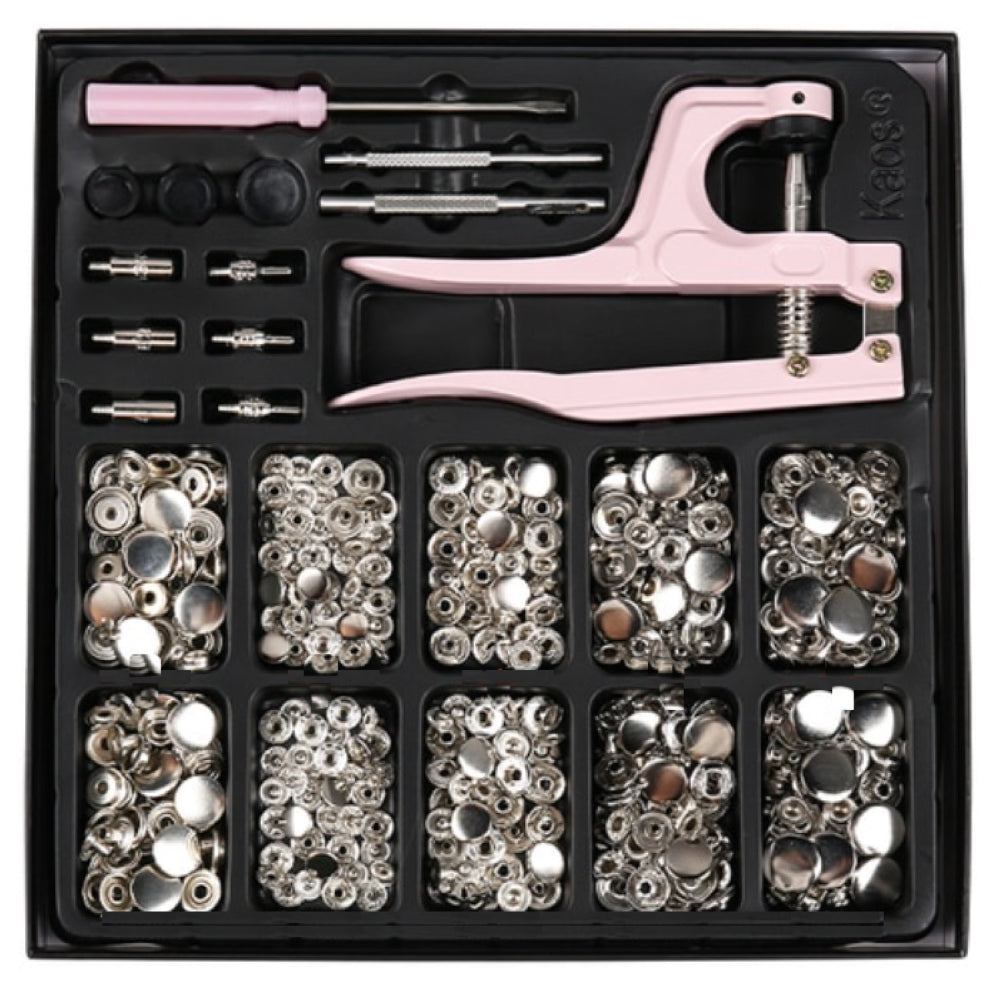 Craft 100 Piece Assorted Metal Button Ring Press Snap Fasteners Jumbo Kit - Silver