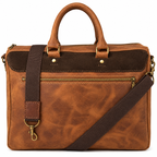 Genuine Old Transvaal Leather Everyday Laptop Crossbody Bag 40cm - Caramel