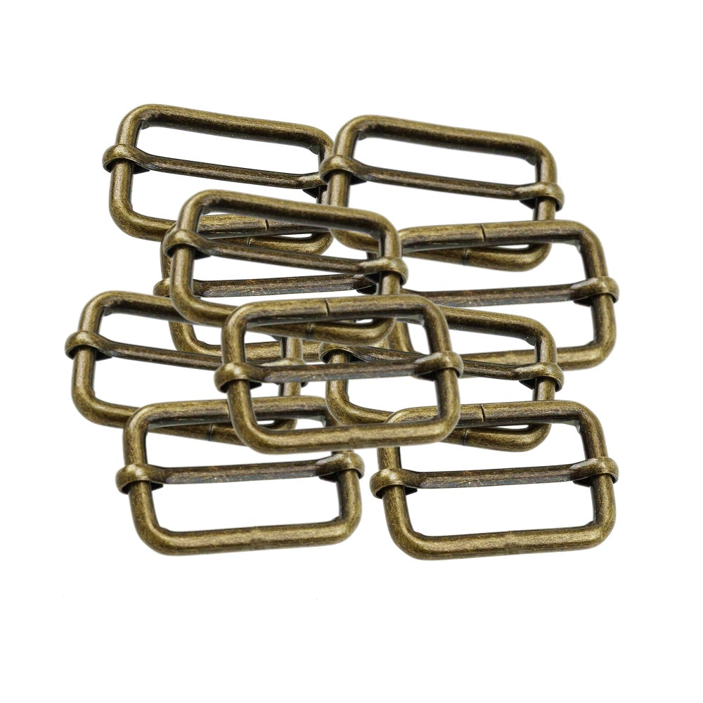 Leather Craft Rust-Proof Bronze Metal Adjustable Slide Buckles 10pc - 38mm